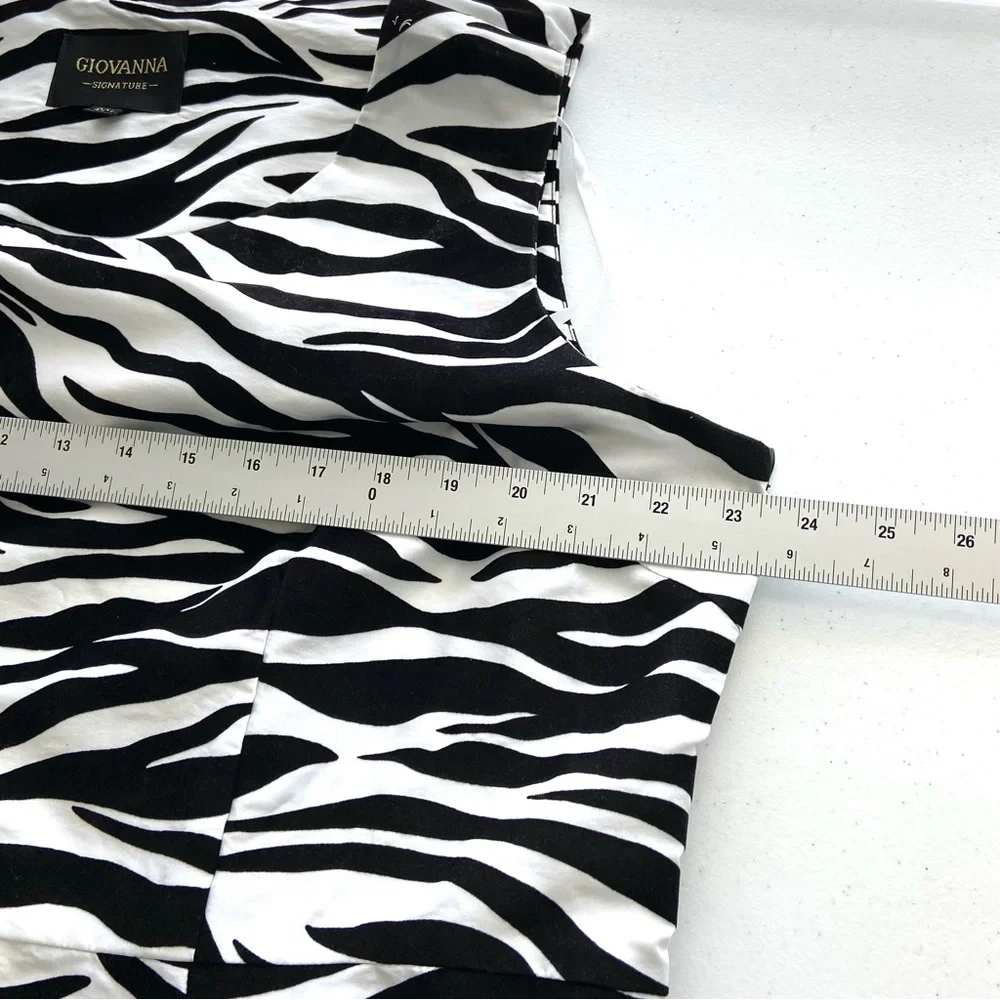 Giovanna 2PC Dress Suit Women’s 20W Black/White Zebra Print‎ Burnout Blazer Open